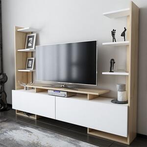 Comoda TV Clarry alb - culoare lemn natural 183.6x31.5x140cm