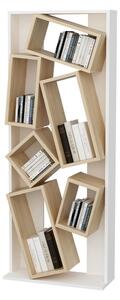 Biblioteca Jamey culoare lemn natural - alb 60x24x153.6cm