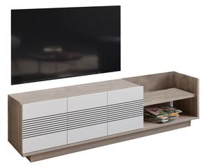 Comoda TV Yubo alb - culoare lemn natural 167.6x35x43cm