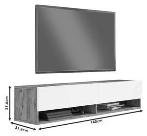 Comoda TV de perete Roscoe de culoare gri inchis - sonoma 140x31.6x29.6cm