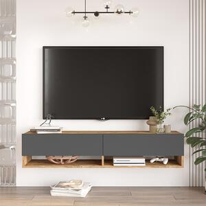 Comoda TV de perete Roscoe de culoare gri inchis - sonoma 140x31.6x29.6cm