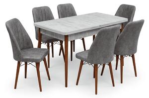 Desire Set Masa 80*170 Extensibila si Scaune 4, 6 bucati Gri