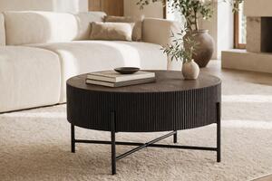 Măsuță de cafea pentru living Corbi 80 cm - nuc închis / negru mat