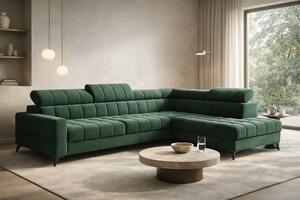 Colțar extensibil Nardo L dreapta - verde catifea Bluvel 78
