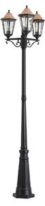 Felinar clasic de exterior negru cu cupru 220cm 3 lumini IP44 - Havana