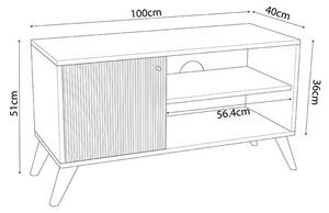 Comoda TV - Consola de dimensiuni medii Flipter melamina sonoma - negru 100x40x51cm
