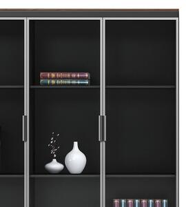 Biblioteca Oscar cu usi din sticla de culoare nuc - anacit 120x40x200cm