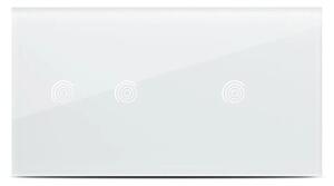 Panou dublu sticlă albă 1T+1T Pulsar Touch NS pentru întrerupătoare, design minimalist securizat 4 mm, ideal decor modern, montaj încastrat rapid