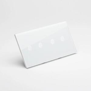 Panou dublu din sticlă securizată 4mm Pulsar Touch NS pentru 2 întrerupătoare 2T+2T, finisaj alb minimalist, control tactil pentru iluminat modern