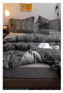 Lenjerie de pat gri închis din bumbac pentru pat dublu/extins și cearceaf 200x220 cm – Mila Home