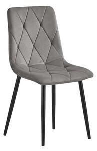 Scaun de catifea gri LIBRA SILVER GREY cu picioare negre