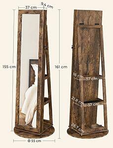Dulap pentru bijuterii, Songmics, Maro, 162x55x55 cm