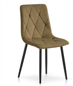 Scaun de catifea LIBRA OLIVE BROWN cu picioare negre