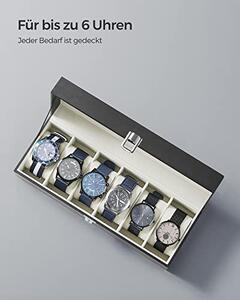 Cutie pentru ceasuri de mana, Songmics, Negru-Bej, 30x11.2x8 cm