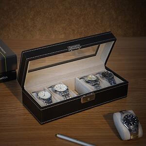 Cutie pentru ceasuri de mana, Songmics, Negru, 26.5x11x8.5 cm