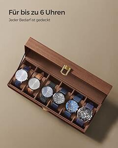 Cutie pentru ceasuri de mana, Songmics, Maro, 30x11x8 cm