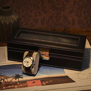 Cutie pentru ceasuri de mana, Songmics, Negru, 26.5x11x8.5 cm