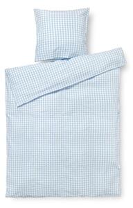 Lenjerie de pat albă/albastru-deschis din țesătură crep pentru pat de o persoană 140x200 cm Bæk&Bølge – JUNA
