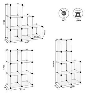 Cuburi modulare din plastic pentru depozitare, Songmics, Alb, 93x31x93 cm
