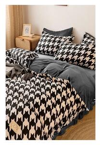 Lenjerie de pat negru-alb din bumbac pentru pat dublu/extins și cearceaf 200x220 cm – Mila Home