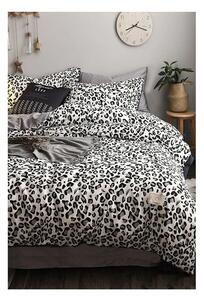 Lenjerie de pat alb/gri din bumbac pentru pat dublu/extins și cearceaf 200x220 cm – Mila Home