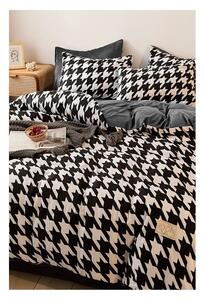 Lenjerie de pat negru-alb din bumbac pentru pat dublu/extins și cearceaf 200x220 cm – Mila Home
