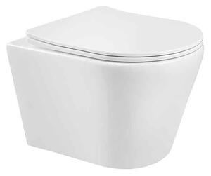 Set vas WC suspendat, Fluminia, Cleo, cu spalare Vartej, cu capac Soft Close si Quick Release, 48,5X36X34CM, M201