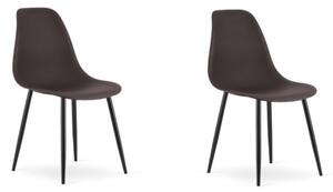 Set 2 scaune maro închis OSAKA cu picioare negre