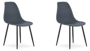 Set 2 scaune gri ardezie OSAKA cu picioare negre