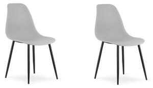 Set 2 scaune gri deschis OSAKA cu picioare negre