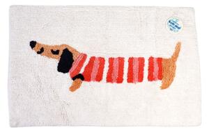 Covoraș de baie roșu/alb 52,5x83 cm Sausage Dog – Rex London