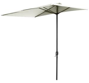 Outsunny Umbrela de Perete Semicirculara cu Deschidere cu Manivela, Umbrela Semiluna Economie Spatiu pentru Terasa si Balcon, Cafeniu