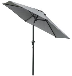 Outsunny Umbrela de Gradina Inclinabila 2.3x2 m, Umbrela pentru Terasa cu Deschidere cu Manivela, Stalp din Metal si 6 Stinghii, Gri