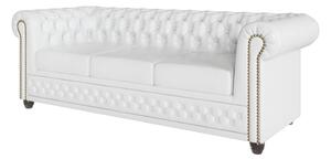 Canapea albă extensibilă cu tapițerie din imitație de piele 203 cm York – Ropez