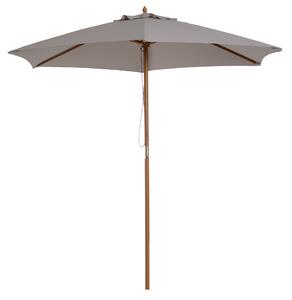 Outsunny Umbrela de Gradina 2.5x2.3m, Umbrela Parasolar cu a 6 Nervuri din Lemn si Poliester, Alb Crem