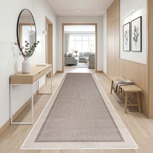 Traversa hol antiderapanta, 80x300 cm, cu Aspect de Sisal, Tesatura plata, Bej, TRV5012