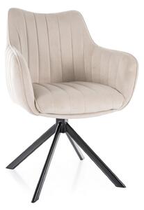 Scaun rotativ AZALIA, bej deschis/negru, stofa catifelata/metal, 61x44