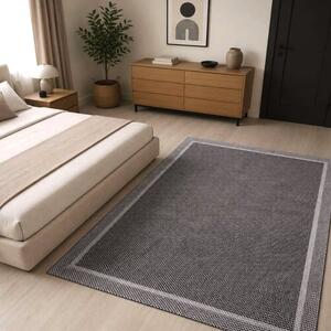 Covor camera antiderapant, cu Aspect de Sisal, Tesatura plata, Gri Inchis, 120x180 cm
