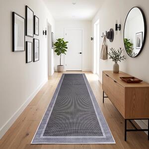 Traversa hol antiderapanta, 80x300 cm, cu Aspect de Sisal, Tesatura plata, Gri, TRV5032