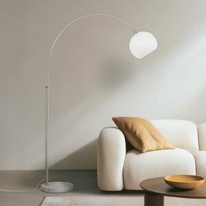 Lindby Lampa cu arc Alverton, alb/nichel, sticlă, 197 cm, Alb, Camera de zi / sufragerie, Metal, Modern