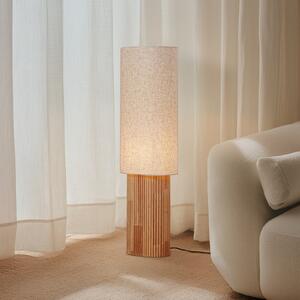Lindby Lampadar Kimiko, înălțime 100 cm, lemn, textil, E27, Lemn, Camera de zi / sufragerie, Țesătură / Textil, Scandinavă