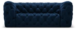 Canapea Iggy cu 2 locuri si tapiterie din catifea, albastru royal