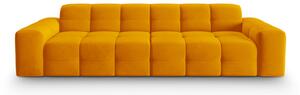 Canapea Kendal cu 4 locuri si tapiterie din catifea, galben
