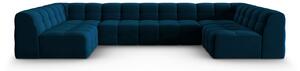 Coltar Kendal in forma de U cu 7 locuri si tapiterie din catifea, albastru royal