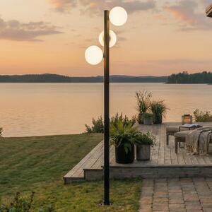 Lucande Lampă de exterior cu LED Asane, negru, 3 becuri, 222 cm, CCT, reglabil, Negru, Metal, Modern