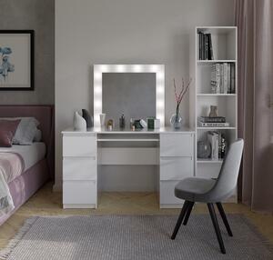 SEA542 - Set Masa toaleta, 130 cm, masa machiaj cu oglinda LED, masuta vanity - Alb Mat