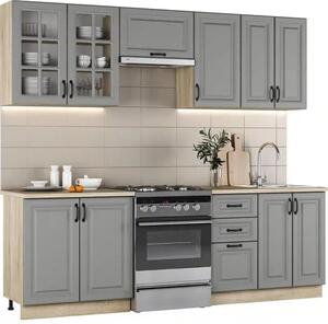 Set bucatarie ELIZABETH, gri/stejar sonoma, 240 cm