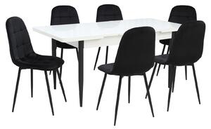 Set masă extensibilă Albă cu 6 Scaune Gya Negru