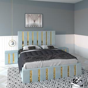 Pat Tapitat Mexic Lemon + Saltea Lux Ortopedica + Noptiere Tapitate 160x200