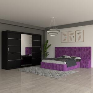 Dormitor Eric Mov Cu Extensii Dulap Negru 250 cm 140x200